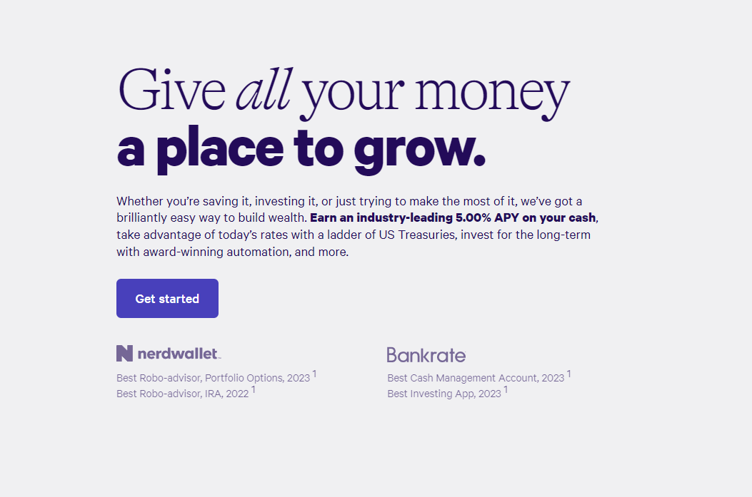 Wealthfront Homepage